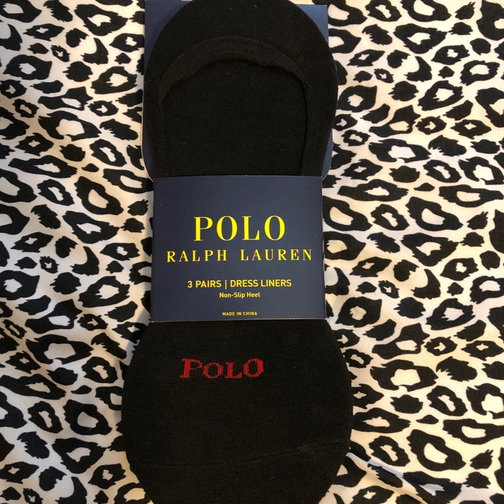 Ralph Lauren Black Dress Socks with Red Logo new